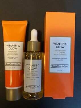 Vitamin C Glow illuminating Face Oil + Turmeric Moisturizer & Eye Cream Lot of 3